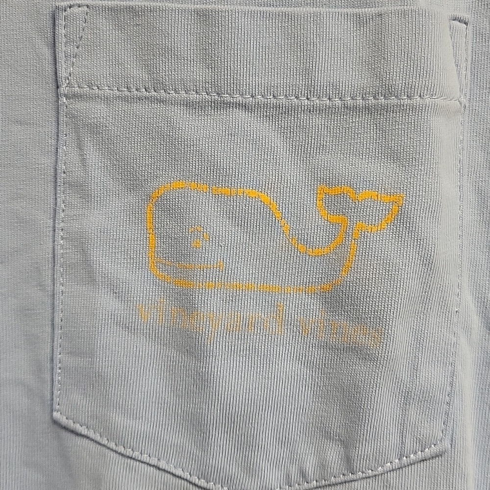 Vineyard Vines Long Sleeve Tee Light Blue with Orange Whale, Men's Sz Med - Picture 4 of 7